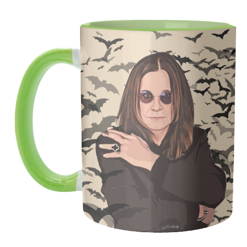 Ozzy & Bats - unique mug by DOLLY WOLFE