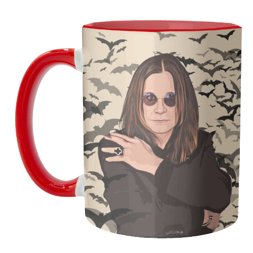 Ozzy & Bats - unique mug by DOLLY WOLFE