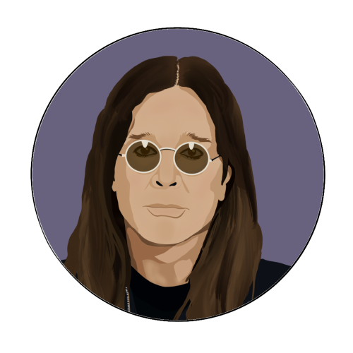 Ozzy Osbourne - Circle Sticker by Rock and Rose Creative