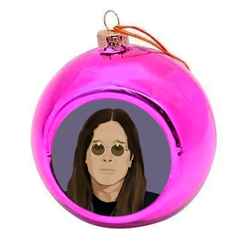 Ozzy Osbourne - colourful christmas bauble by Rock and Rose Creative