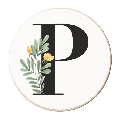 P Floral Letter Initial - personalised beer coaster by Toni Scott