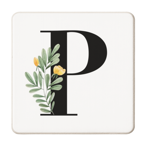 P Floral Letter Initial - personalised beer coaster by Toni Scott