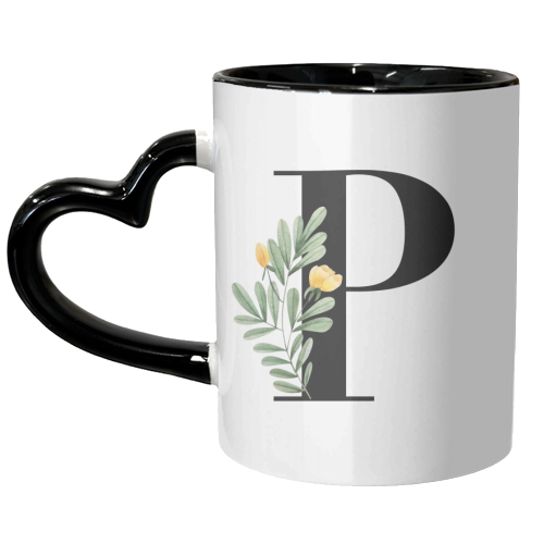 P Floral Letter Initial - unique mug by Toni Scott