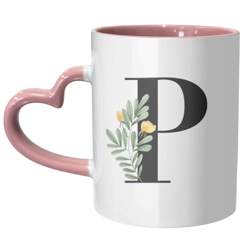 P Floral Letter Initial - unique mug by Toni Scott