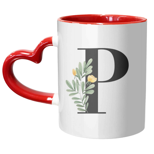 P Floral Letter Initial - unique mug by Toni Scott