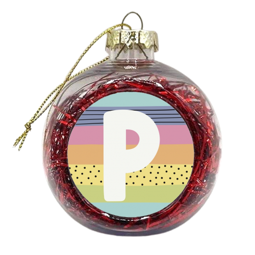 P - letter gift personalised initial - xmas bauble by Giddy Kipper