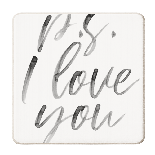 P.S. I Love You Watercolor Script - personalised beer coaster by Toni Scott
