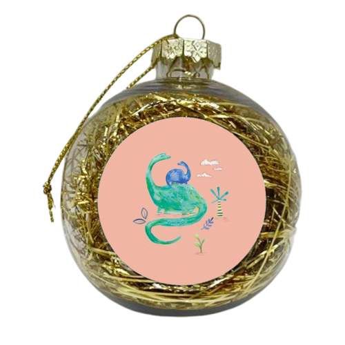 Painted dinosaur children art - xmas bauble by lauradidthis