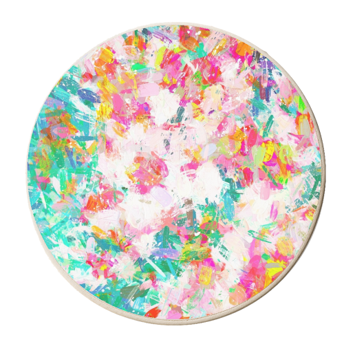 Painted Joy | Abstract Botanical Floral Nature Painting | Spring Meadow Garden - personalised beer coaster by Uma Prabhakar Gokhale