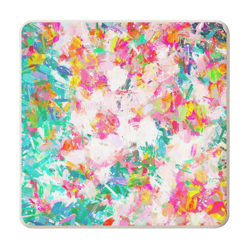 Painted Joy | Abstract Botanical Floral Nature Painting | Spring Meadow Garden - personalised beer coaster by Uma Prabhakar Gokhale