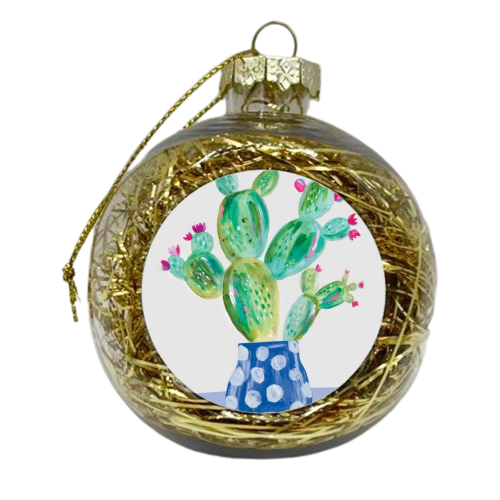 Painted prickly pear cactus - xmas bauble by lauradidthis