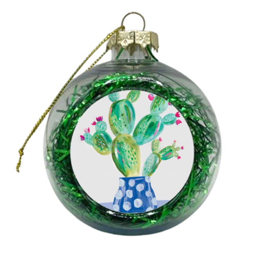 Painted prickly pear cactus - xmas bauble by lauradidthis