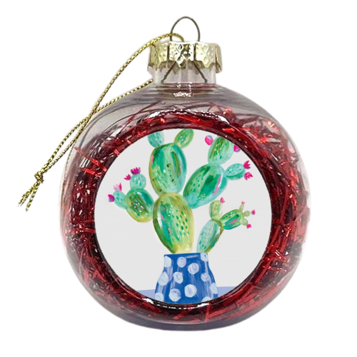 Painted prickly pear cactus - xmas bauble by lauradidthis