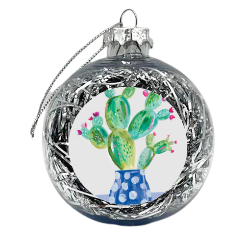 Painted prickly pear cactus - xmas bauble by lauradidthis