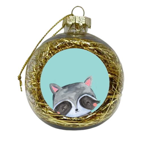Painted woodland racoon - xmas bauble by lauradidthis