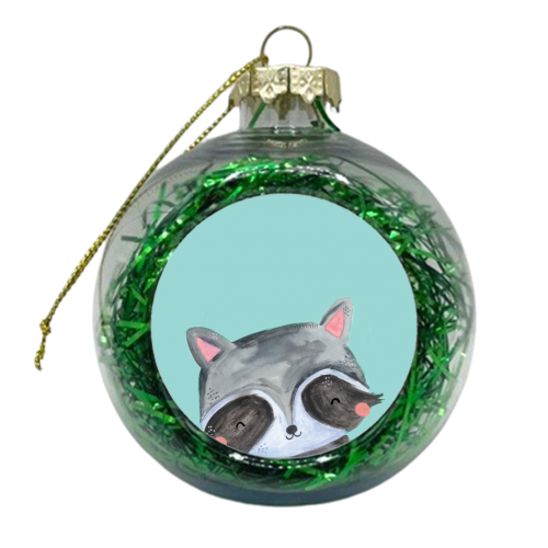 Painted woodland racoon - xmas bauble by lauradidthis