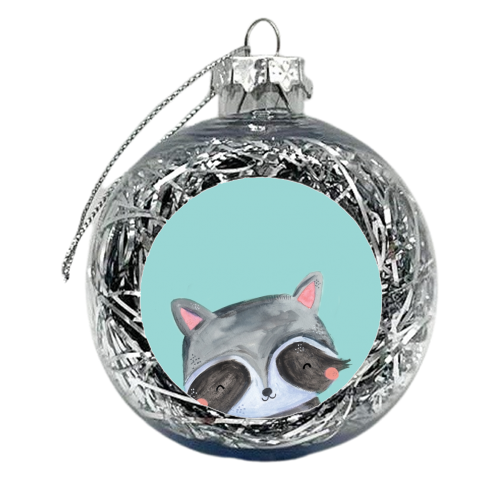 Painted woodland racoon - xmas bauble by lauradidthis