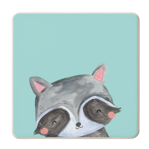 Painted woodland racoon - personalised beer coaster by lauradidthis