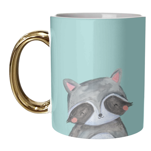 Painted woodland racoon - unique mug by lauradidthis