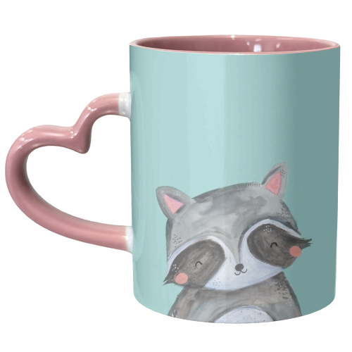 Painted woodland racoon - unique mug by lauradidthis