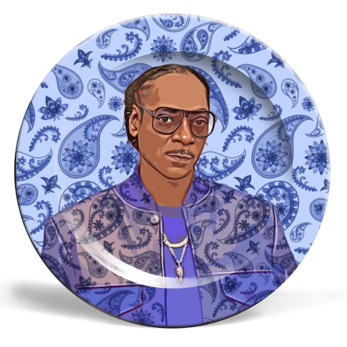 Paisley Snoop - ceramic dinner plate by DOLLY WOLFE