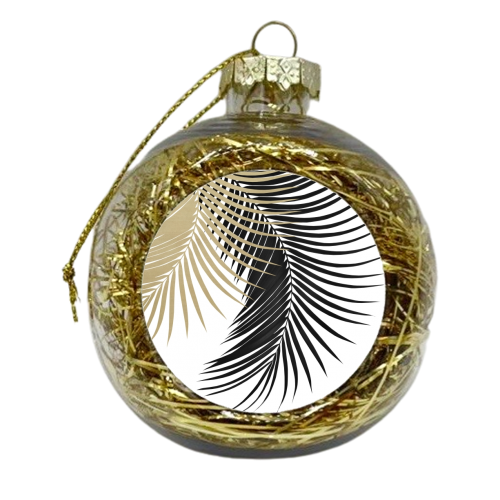 Palm Leaves Gold & Black Vibes #1 #tropical #decor #art - xmas bauble by Anita Bella Jantz