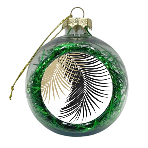 Palm Leaves Gold & Black Vibes #1 #tropical #decor #art - xmas bauble by Anita Bella Jantz