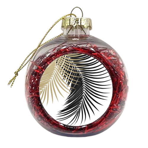 Palm Leaves Gold & Black Vibes #1 #tropical #decor #art - xmas bauble by Anita Bella Jantz