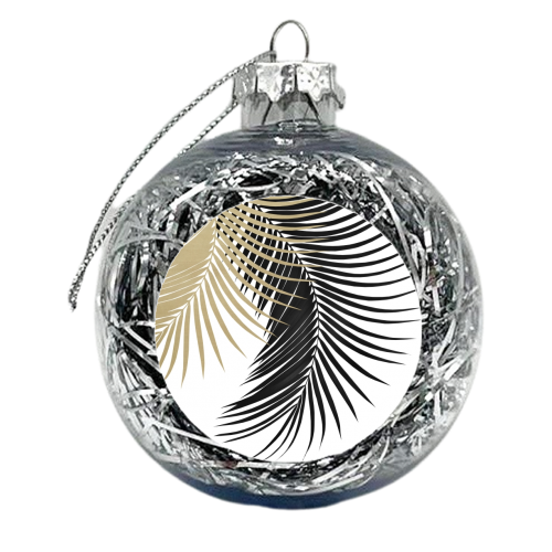 Palm Leaves Gold & Black Vibes #1 #tropical #decor #art - xmas bauble by Anita Bella Jantz