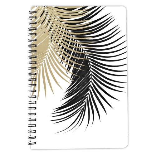 Palm Leaves Gold & Black Vibes #1 #tropical #decor #art - personalised A4, A5, A6 notebook by Anita Bella Jantz