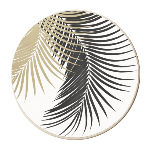 Palm Leaves Gold & Black Vibes #1 #tropical #decor #art - personalised beer coaster by Anita Bella Jantz