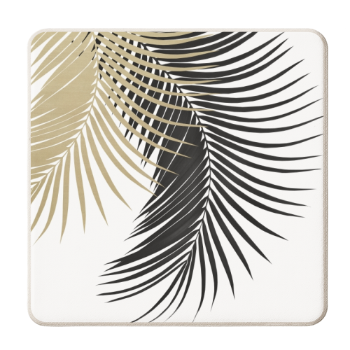 Palm Leaves Gold & Black Vibes #1 #tropical #decor #art - personalised beer coaster by Anita Bella Jantz