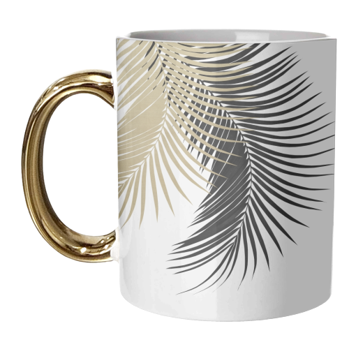 Palm Leaves Gold & Black Vibes #1 #tropical #decor #art - unique mug by Anita Bella Jantz