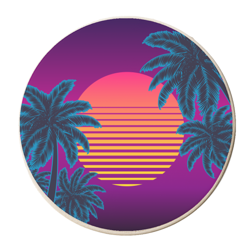 Palm Synthwave - personalised beer coaster by AbstraHaus by EZbie