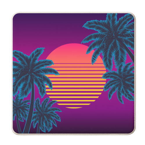 Palm Synthwave - personalised beer coaster by AbstraHaus by EZbie