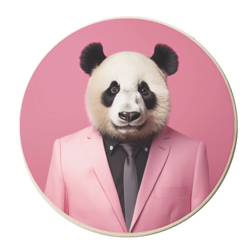 Panda bear in pink clothes - personalised beer coaster by haris kavalla