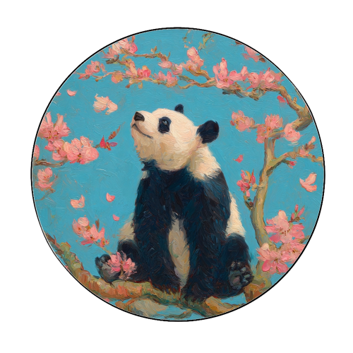 Panda on tree - Circle Sticker by DejaReve
