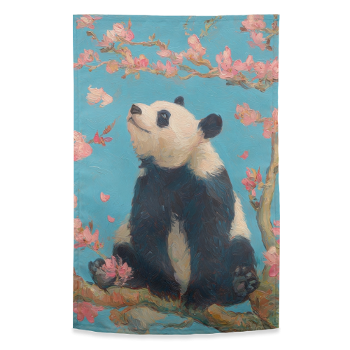 Panda on tree - funny tea towel by DejaReve