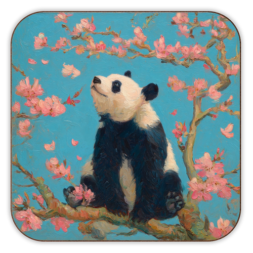 Panda on tree - personalised beer coaster by DejaReve