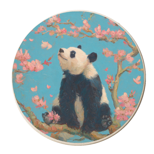Panda on tree - personalised beer coaster by DejaReve