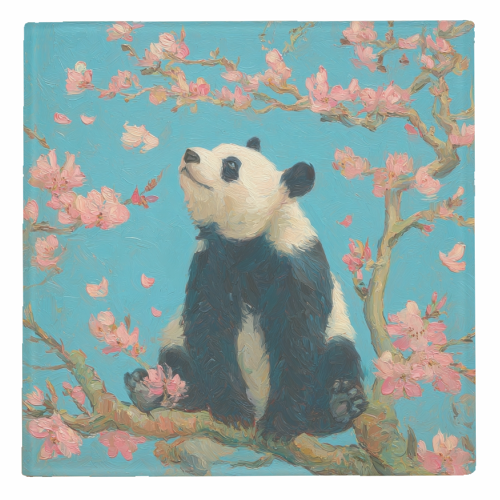 Panda on tree - personalised beer coaster by DejaReve