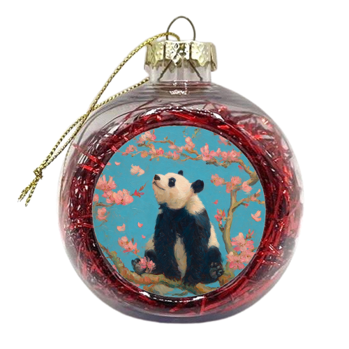 Panda on tree - xmas bauble by DejaReve