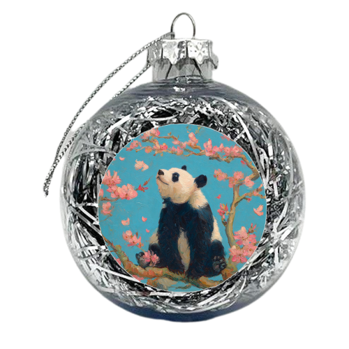 Panda on tree - xmas bauble by DejaReve