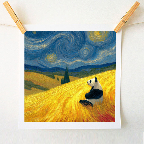 Panda starring at stars - A1 - A4 art print by DejaReve
