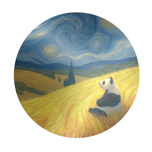Panda starring at stars - Circle Sticker by DejaReve