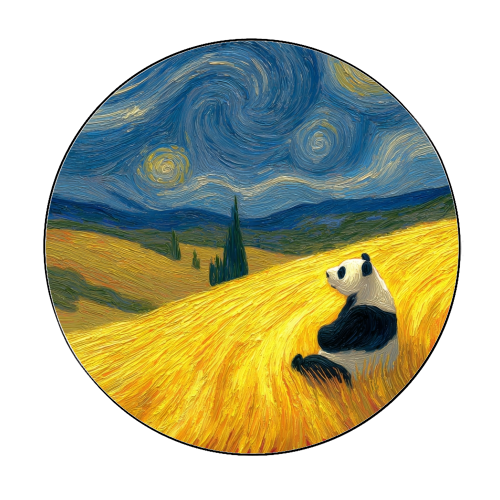 Panda starring at stars - Circle Sticker by DejaReve