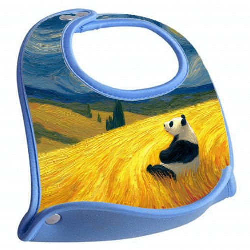Panda starring at stars - feeding bib by DejaReve