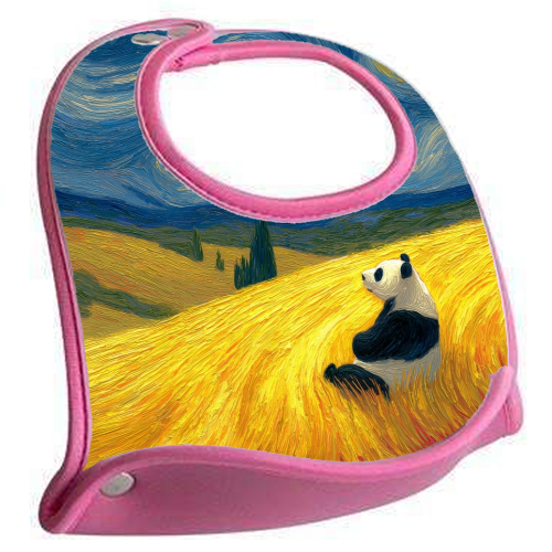 Panda starring at stars - feeding bib by DejaReve
