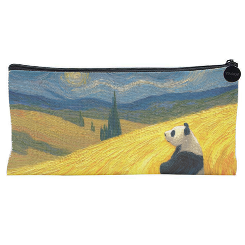 Panda starring at stars - flat pencil case by DejaReve