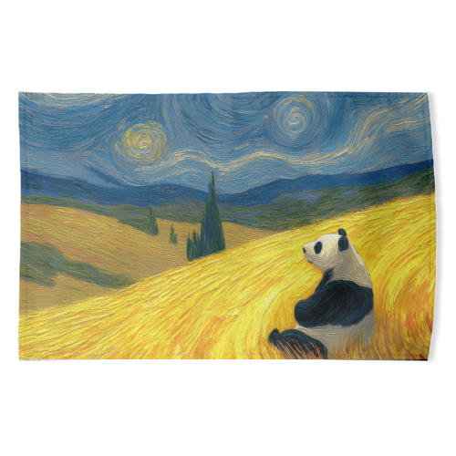 Panda starring at stars - funny tea towel by DejaReve